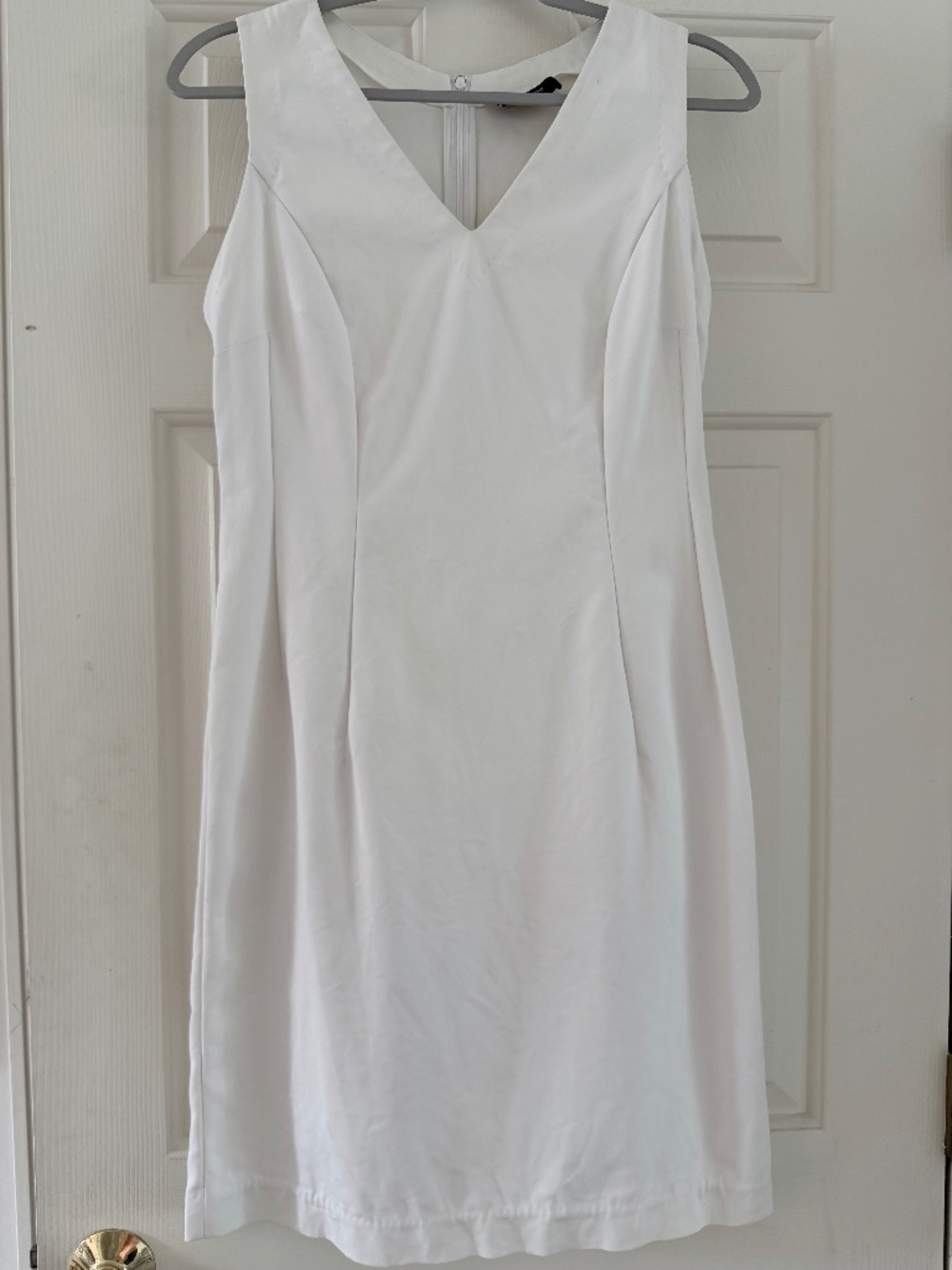 Piazza Sempione White V Neck Sheath Dress Made Italy